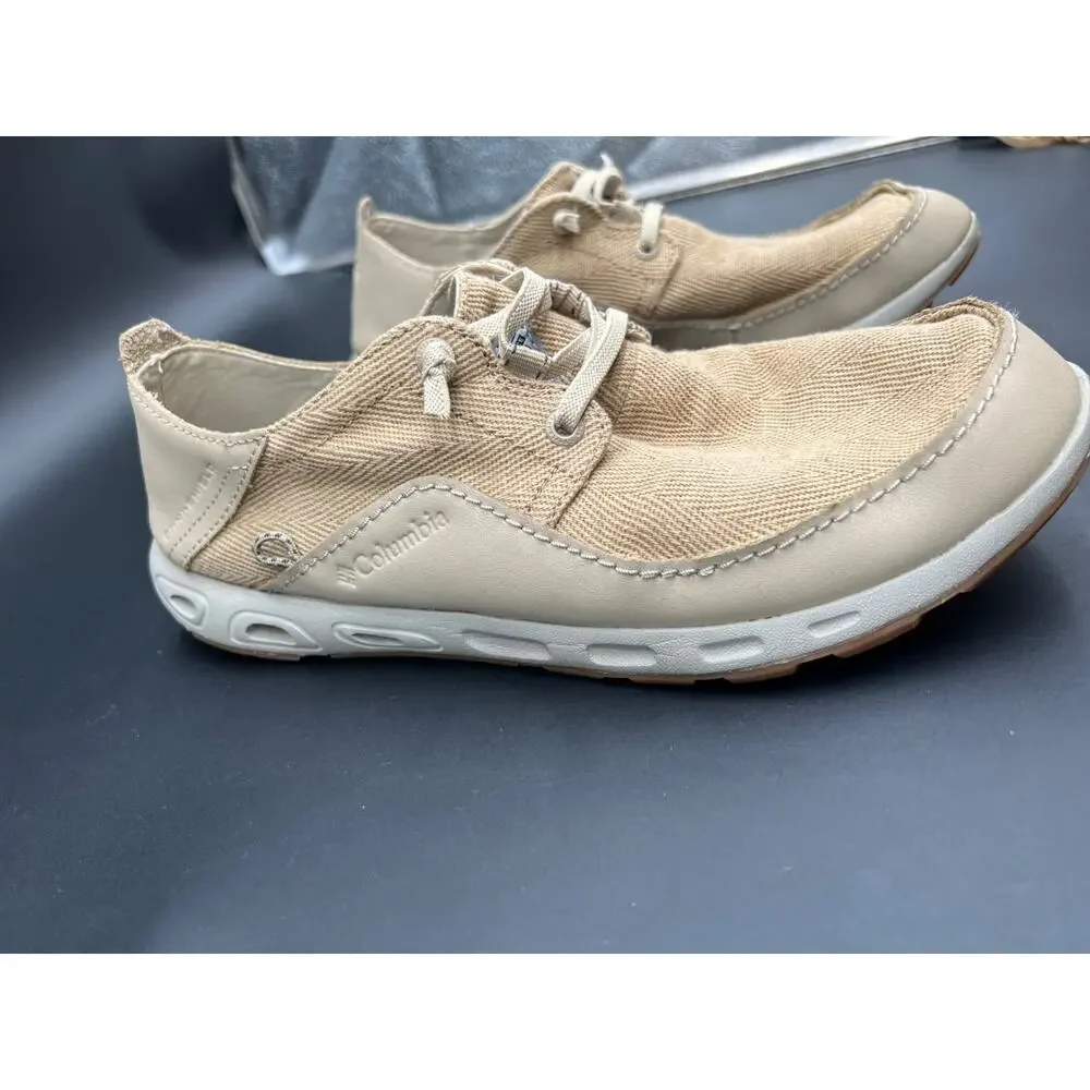 Columbia Bahama Vent Men's Laced Boat Deck Shoes Beige SIZE 8.5 #100